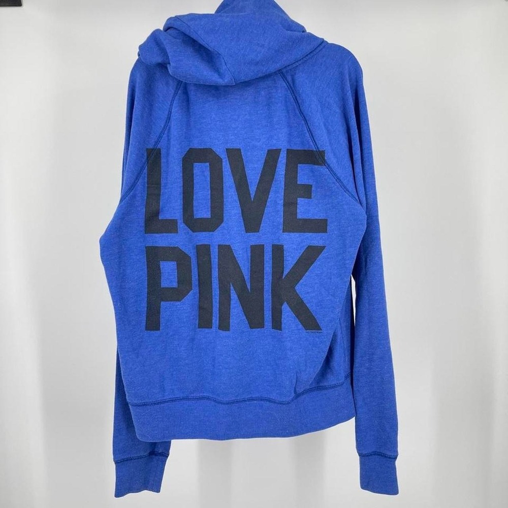 Y2k Victoria's Secret PINK Zip Up Hoodie Blue Small Oversized Preppy Emo McBling
